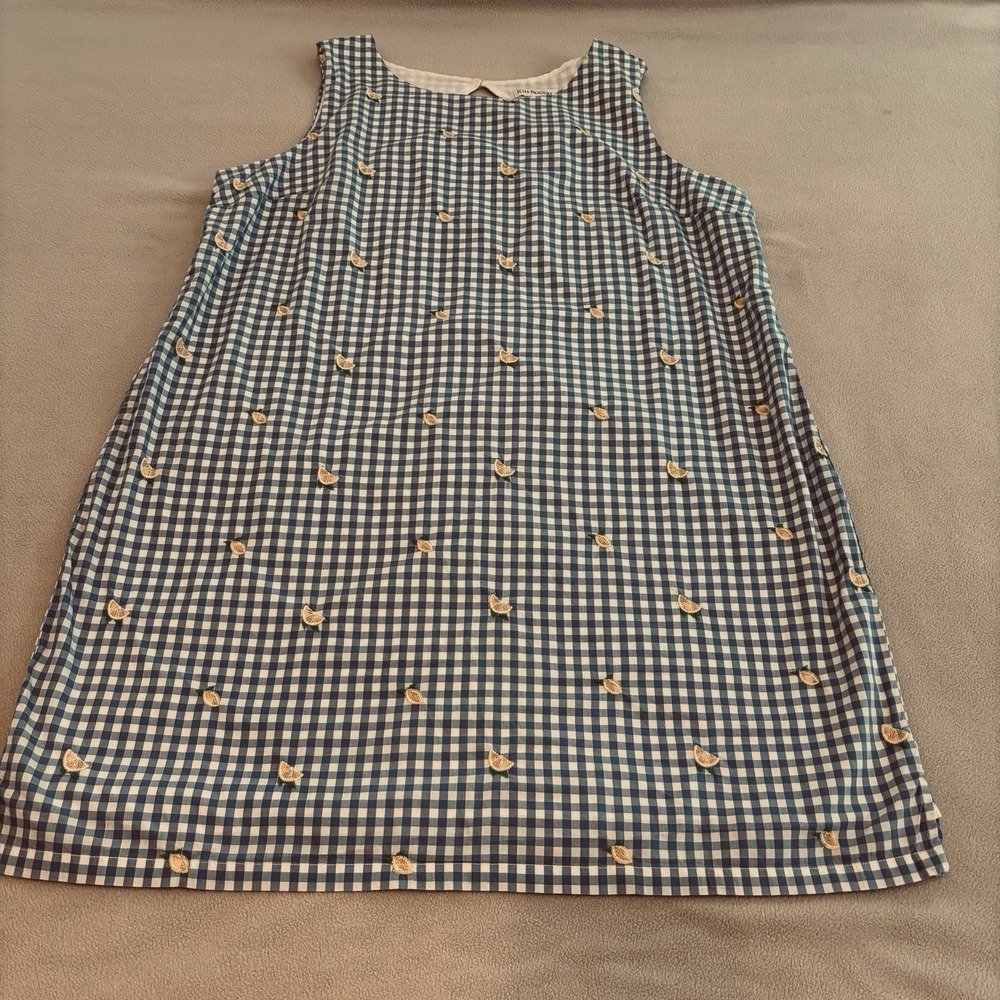 Kim Rogers Sleeveless Shift Dress Womens XL Baby Blue Gingham 100% Cotton Summer